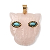Natural Rose Quartz & Synthetic Turquoise Pendants G-Z090-02G-09-1