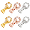   6Pcs 3 Colors Brass Micro Pave Clear Cubic Zirconia Fold Over Clasps KK-PH0006-64-1