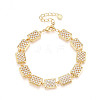 Brass Micro Pave Clear Cubic Zirconia Rectangle Link Chain Bracelets for Women ZIRC-T016-07G-2