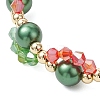 Christmas Glass & Baking Paint Pearlized Glass Pearl Round Beaded Bracelets for Women BJEW-JB12441-01-3
