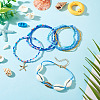 2 Bags Summer Beach Glass Seed Beaded & Natural Shell & Alloy Starfish Charm Anklet Sets AJEW-TA0003-69D-5