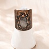 Brass with Natural Labradorite Cuff Rings RJEW-Z112-02R-01-3