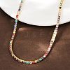 925 Sterling Silver Pave Colorful Cubic Zirconia Tennis Necklaces for Women NJEW-C096-01B-G01-2
