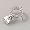 Rhodium Plated 925 Sterling Silver Open Back Bezel Pendant Cabochon Settings STER-WH0004-018B-2
