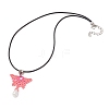 Glass Seed Beads Beaded Butterfly Pendant Necklaces NJEW-MZ00083-02-4