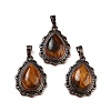 Natural Tiger Eye Teardrop Pendants G-K363-01R-03-1