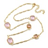 Faceted Square Glass Beads Bib Necklaces NJEW-R263-15G-1
