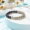 Natural Lava Rock & Gemstone Stretch Bracelet with Alloy Jesus Beads BJEW-JB08013-5