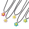 Glass Rhinestone & Glass Seed Beads Beaded Flower Pendant Necklaces NJEW-MZ00078-2