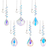 6Pcs 6 Styles Teardrop & Oval Glass Hanging Suncatchers HJEW-FH00201-1