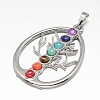 Chakra Jewelry Brass Gemstone Teardrop Pendants KK-J298-03-NR-1