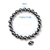 Silver Plate Non-magnetic Synthetic Hematite Round Beads Stretch Bracelets BJEW-PH0001-8mm-21-3