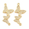 Brass Micro Pave Clear Cubic Zirconia Connector Charms CU-CBA908F-04G-02-1