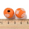 Printed Wood European Beads WOOD-G022-19H-3