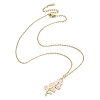 3Pcs 3 Style Alloy Enamel Flower Pendant Necklaces Set with 304 Stainless Steel Chains NJEW-JN04413-2