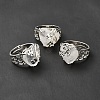 Natural Quartz Crystal Adjustable Rings RJEW-P043-03P-14-1