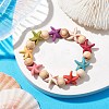 Beach Starfish Dyed Synthetic Turquoise Stretch Bracelets BJEW-JB10294-02-1