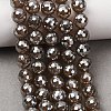 Electroplated Natural Agate Beads Strands G-B191-A07-8mm-17-1