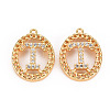 Brass Micro Pave Clear Cubic Zirconia Pendants KK-S360-143T-NF-1