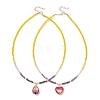2Pcs 2 Styles Violet K9 Glass Teardrop Heart Pendant Colorful Electroplated Glass Faceted Rondelle Beaded Necklaces NJEW-JN05753-2