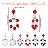 12Pcs 6 Styles Mixed Stone Round Tassel Big Pendants PALLOY-PHE00009-2