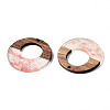 Transparent Resin & Walnut Wood Pendants X-RESI-T035-20-A01-3