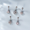 316L Surgical Stainless Steel Clear Cubic Zirconia Curved Barbell Belly Rings WG7644D-03-2