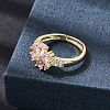 Brass Micro Pave Cubic Zirconia Cuff Open Rings CU-CBA5C10-03G-1