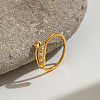 304 Stainless Steel Rhinestone Heart Cuff Open Rings for Women MH2776-3