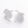 Silver Color Plated Brass Earring Settings X-IFIN-Q006-10mm-S-NF-2