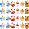 24Pcs 6 Styles Porcelain Pendants PALLOY-FH00169-1
