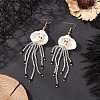 304 Stainless Steel Dyed Synthetic Turquoise & Natural Black Onyx & Glass Seed Beaded Dangle Earrings EJEW-MZ00530-02-1