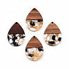 Transparent Resin & Walnut Wood Pendants RESI-N025-028-A-3