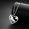 304 Stainless Steel Heart with Horse Pendant Necklaces FS-WG9C853-01-1