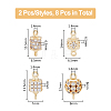 DICOSMETIC 8Pcs 4 Styles Brass Micro Pave Clear Cubic Zirconia Connector Charms KK-DC0003-36-2