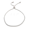 Brass Pave Clear Cubic Zirconia Flat Round Box Chain Slider Bracelets BJEW-B094-12A-P-1