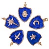 5Pcs 5 Styles Real 18K Gold Plated Brass Micro Pave Clear Cubic Zirconia Enamel Pendants ZIRC-SZ0001-35-1