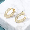 Rack Plating Brass Micro Pave Clear Cubic Zirconia Stud Earrings for Women EJEW-C125-21A-G-2