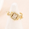 Brass Micro Pave Cubic Zirconia Cuff Rings for Women RJEW-Z113-51G-4