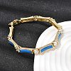 Brass Micro Pave Clear Cubic Zirconia Link Chain Bracelets for Women BJEW-H639-04G-4