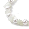 Natural New Jade Chip & Glass Shell Round Beaded Bracelets BJEW-JB12317-02-3