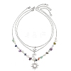 201 Stainless Steel Sun Moon Star Pendant Mixed Stone & 304 Stainless Steel Link Chain 3 Layer Necklaces for Women NJEW-JN05470-02-4