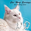 Anti-Tarnish Rhodium Plated 925 Sterling Silver Cute Cat Hoop Earrings for Women JE1005A-5