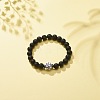 Natural Lava Rock & Synthetic Hematite & Acrylic Beaded Stretch Bracelet BJEW-JB08553-04-3