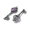 Key Brass Natural Amethyst Big Pendants KK-D361-01AS-16-2