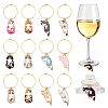 Cat Alloy Enamel Wine Glass Charms AJEW-AB00133-1