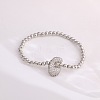 Brass Micro Pave Clear Cubic Zirconia Beaded Stretch Bracelets for Women FS-WG5260F-03-1
