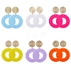 FIBLOOM 6 Pairs 6 Colors Acrylic Donut Dangle Stud Earrings with Steel Iron Pins for Women EJEW-FI0002-63-1