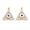 Brass Micro Pave Clear Cubic Zirconia Pendants for Women KK-T070-90A-08-1