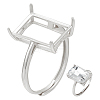 1Pc Adjustable 925 Sterling Silver Rectangle Ring Component STER-BC0003-67P-1